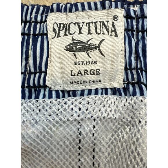 New Men's Spicy Tuna Navy Blue Colorful Anchors Design Swim Shorts Trunks Size L - Picture 10 of 12